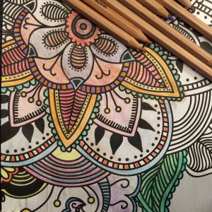 Day 33: Daphne's Diary Coloring Book page (watercolor pencils)