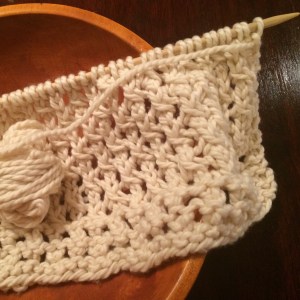 Day 35: Knitting - Stolen Moments Wrap pattern designed by Amy M. Swenson for Make One Yarn Studio